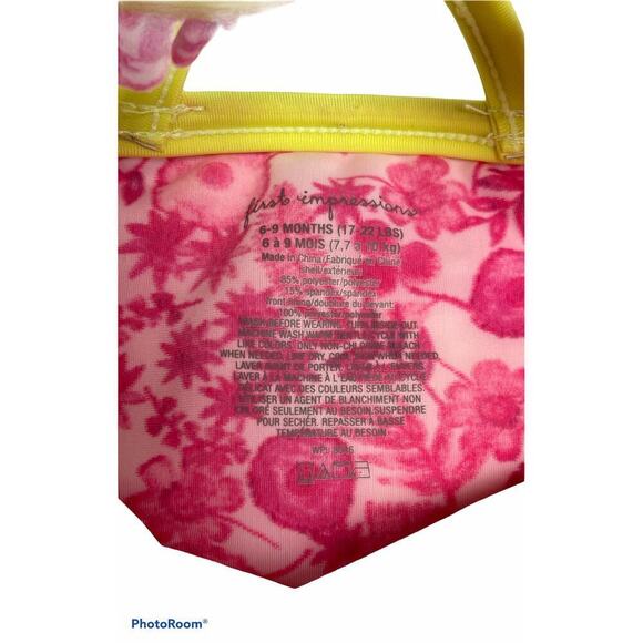 First Impression Pink Floral Swimsuit One Piece Baby Girl Size 6-9M - Picture 3 of 3